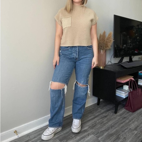 Abercrombie & Finch A&F Curve Love Low Rise 90s Baggy Jeans Dark Wash 37 24s - Picture 2 of 7